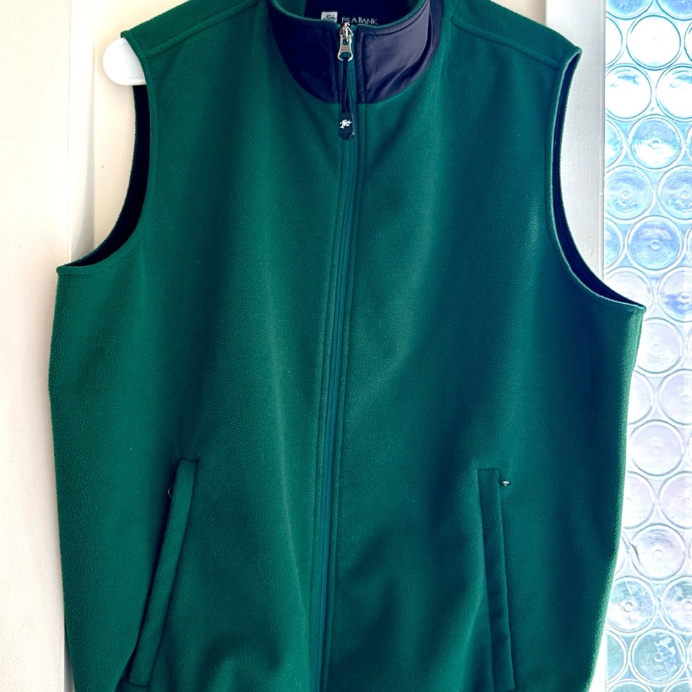 Men's Green Jos A. Bank Fleece Vest Jacket- Size M- Excellent Preloved Condition